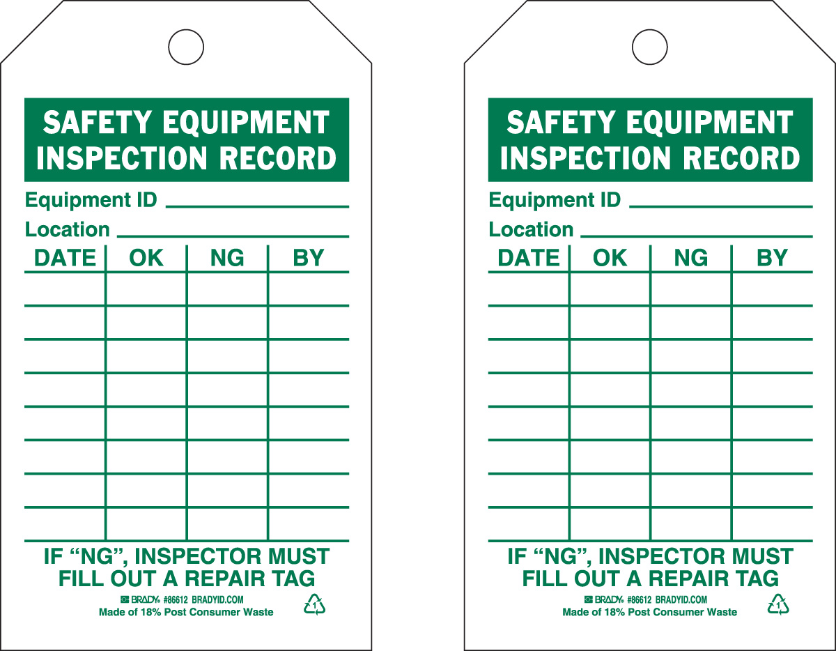 Safety Equipment Tags 86612
