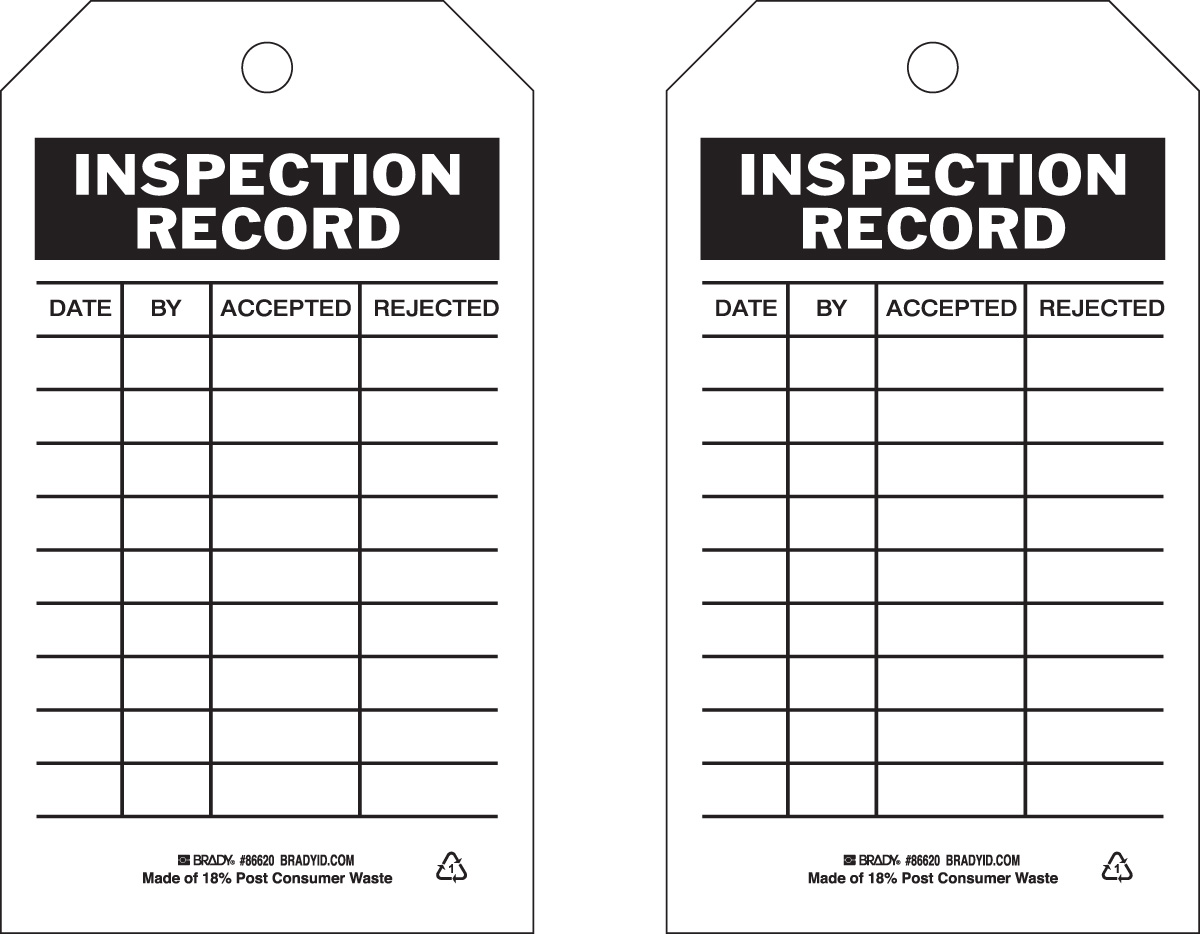 Inspection   Material Control Tags 86620