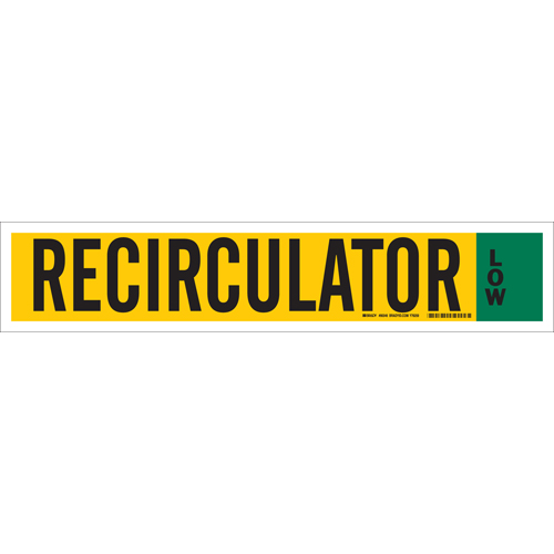 Ammonia  IIAR  Pipe Marker  RECIRCULATOR  4  H x 24  W  Fits Pipes 8  Dia  or Larger 90346