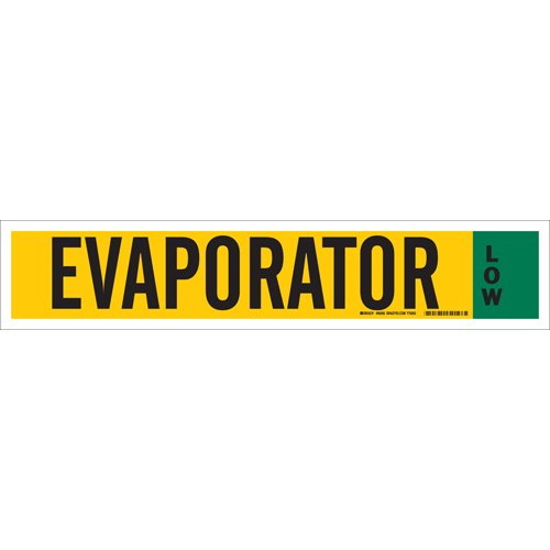Ammonia  IIAR  Pipe Marker  EVAPORATOR  4  H x 24  W  Fits Pipes 8  Dia  or Larger 90350