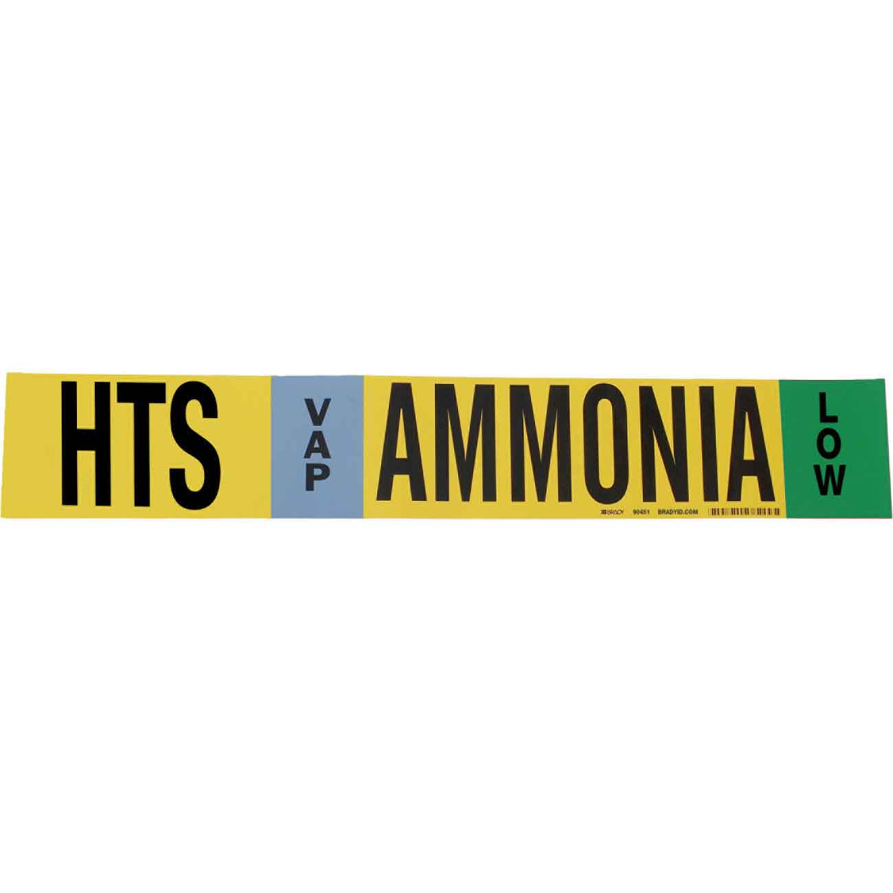HTS VAP AMMONIA LOW Pipe Marker  4  H x 24  W  Fits Pipes 8  Dia  or Larger 90451