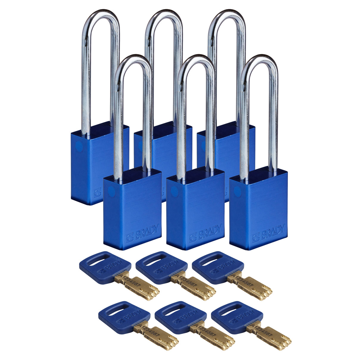 Standard SafeKey Anodized Aluminum Padlock 3 in Steel Shackle KD Blue 6PK ALU BLU 76ST KD6PK