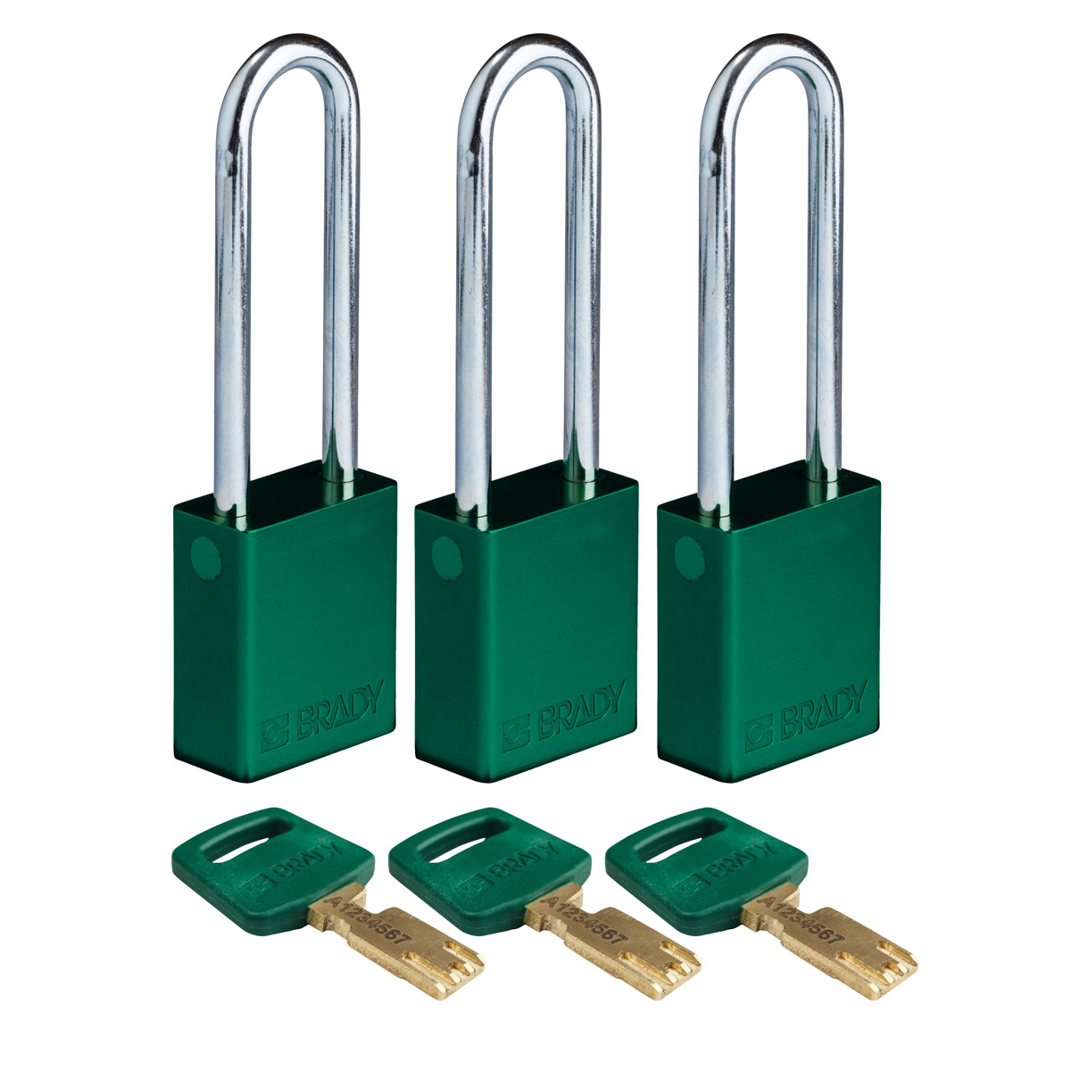 Standard SafeKey Anodized Aluminum Padlock 3 in Steel Shackle KA Green 3PK ALU GRN 76ST KA3PK