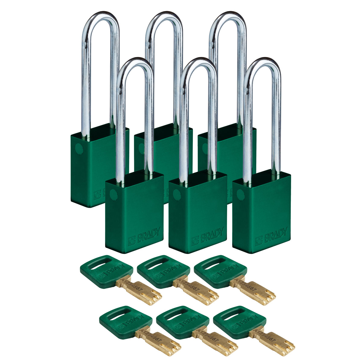 Standard SafeKey Anodized Aluminum Padlock 3 in Steel Shackle KD Green 6PK ALU GRN 76ST KD6PK