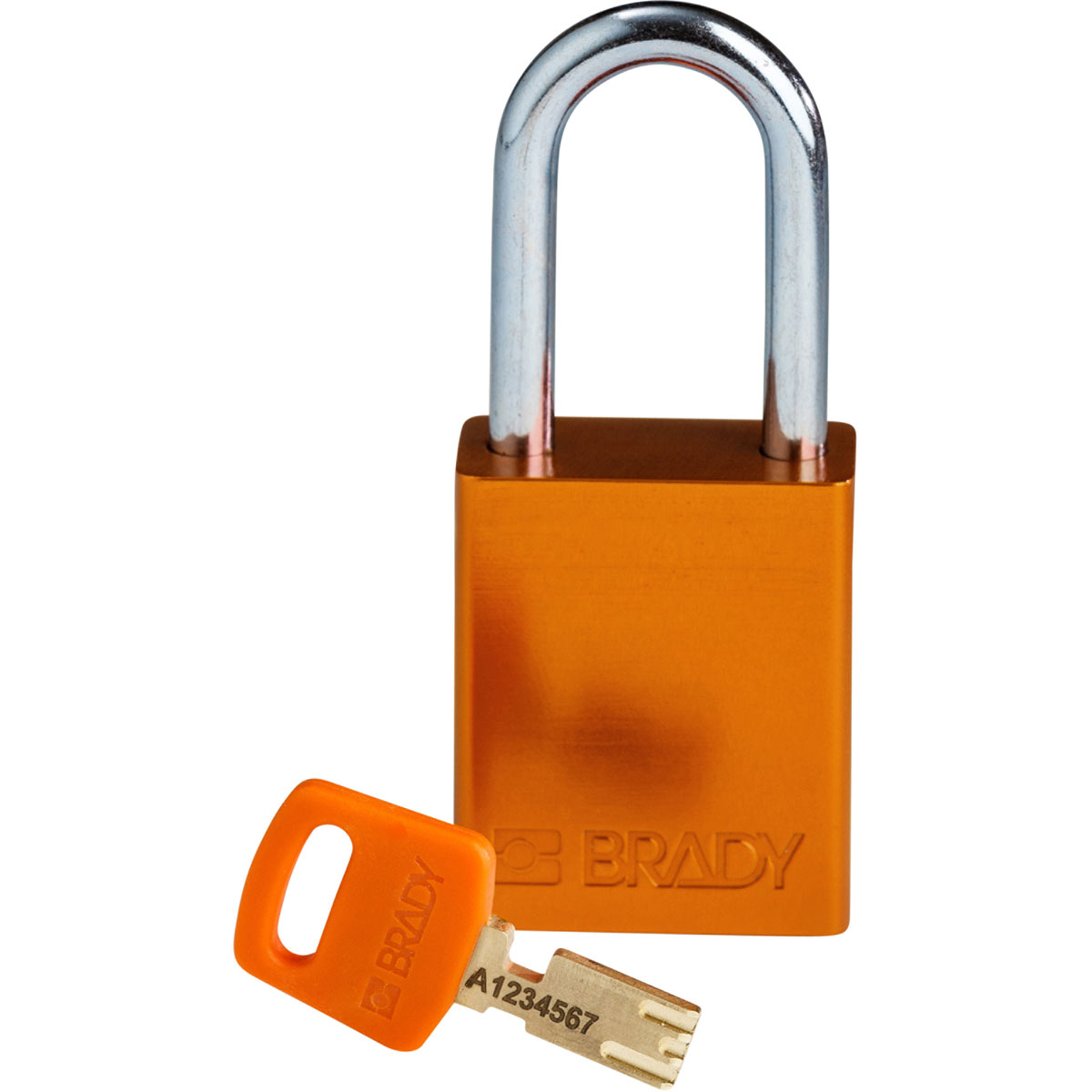 Standard SafeKey Anodized Aluminum Padlock 1 5 in Steel Shackle KD Orange ALU ORG 38ST KD