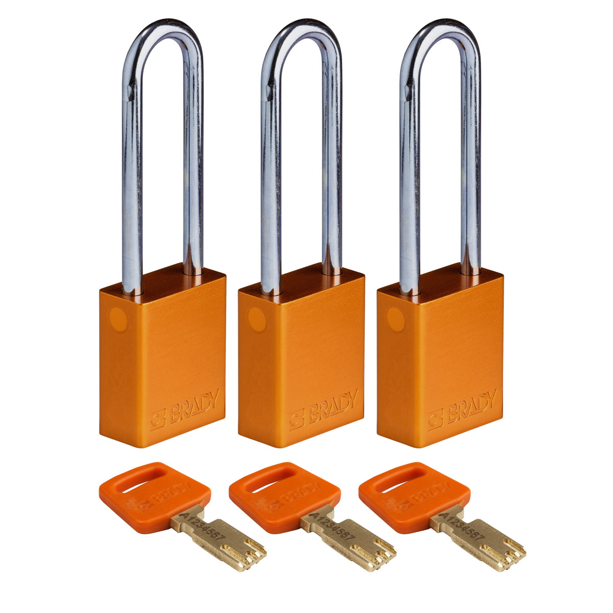 Standard SafeKey Anodized Aluminum Padlock 3 in Steel Shackle KA Orange 3PK ALU ORG 76ST KA3PK