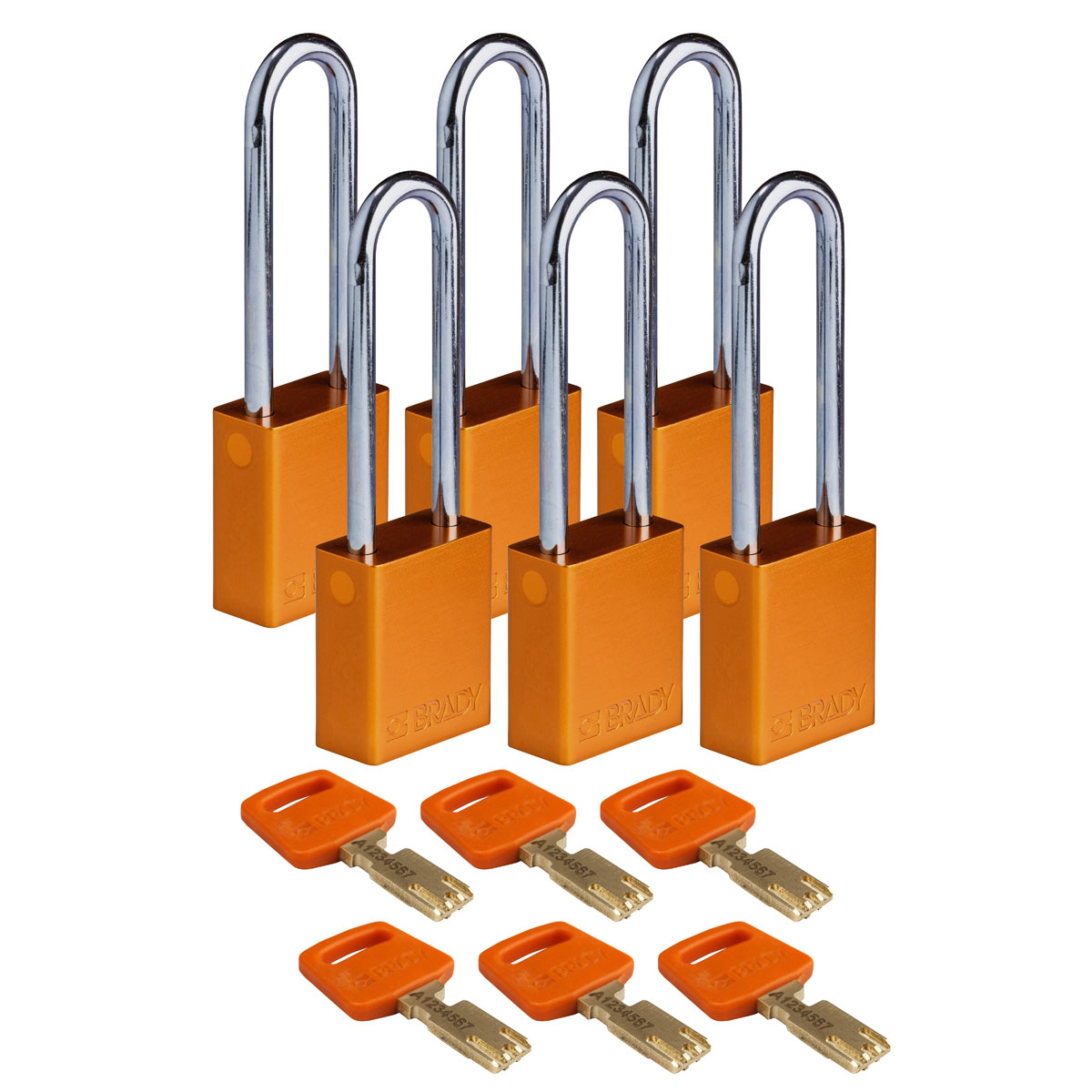 Standard SafeKey Anodized Aluminum Padlock 3 in Steel Shackle KA Orange 6PK ALU ORG 76ST KA6PK