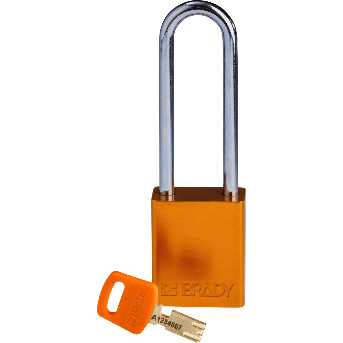 Standard SafeKey Lockout Anodized Aluminum Padlock 3 in Steel Shackle KD Orange ALU ORG 76ST KD