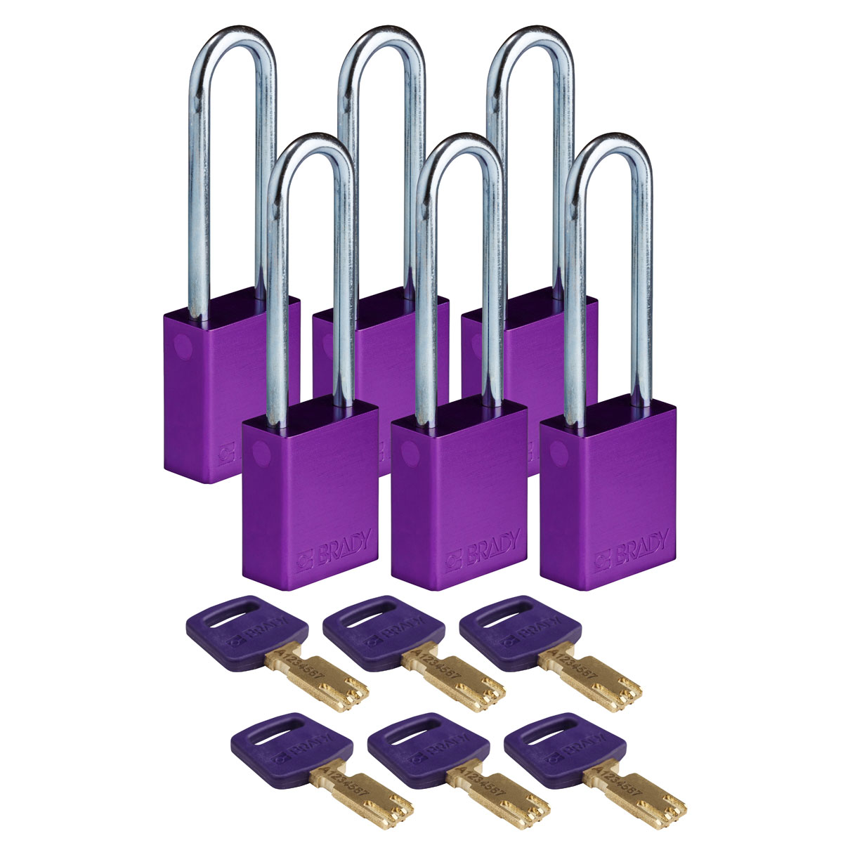 Standard SafeKey Anodized Aluminum Padlock 3 in Steel Shackle KA Purple 6PK ALU PRP 76ST KA6PK