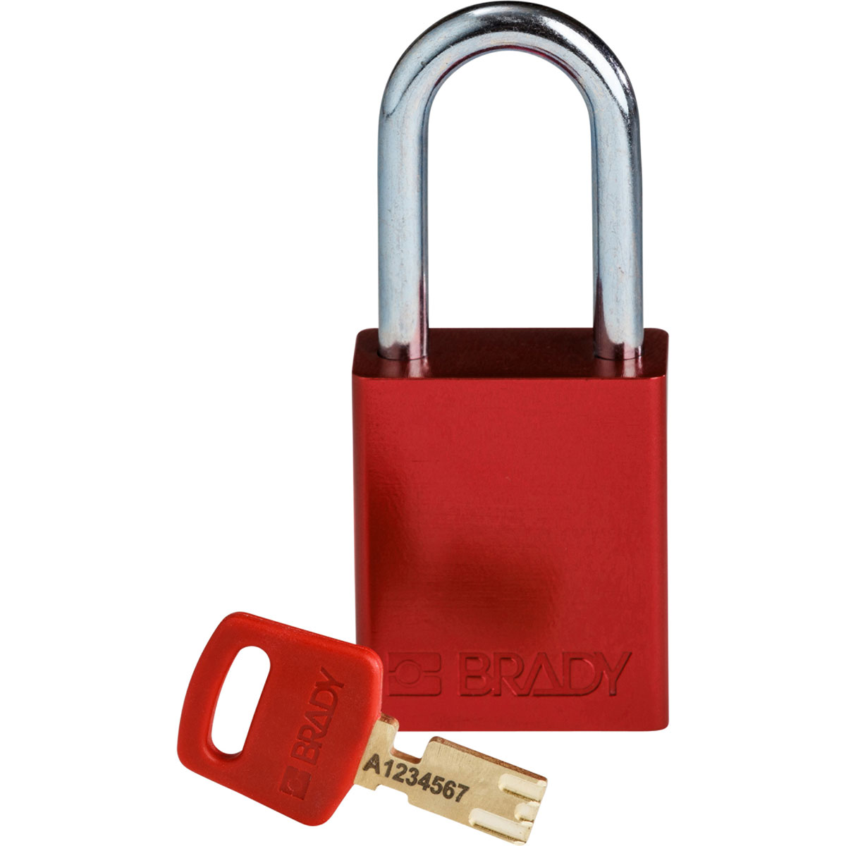 Standard SafeKey Lockout Anodized Aluminum Padlock 1 5 in Steel Shackle KD Red ALU RED 38ST KD