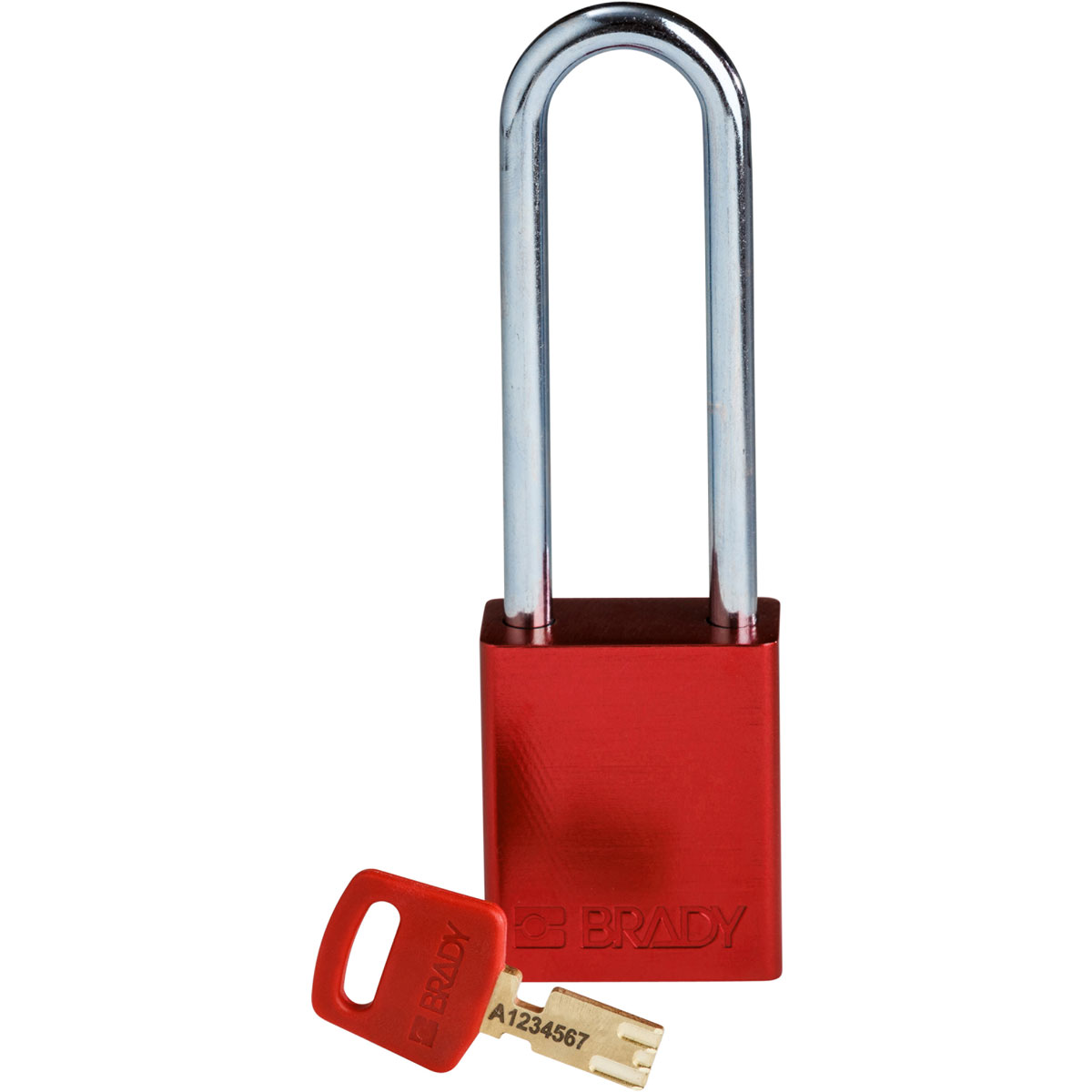 Standard SafeKey Lockout Anodized Aluminum Padlock 3 in Steel Shackle KD Red ALU RED 76ST KD
