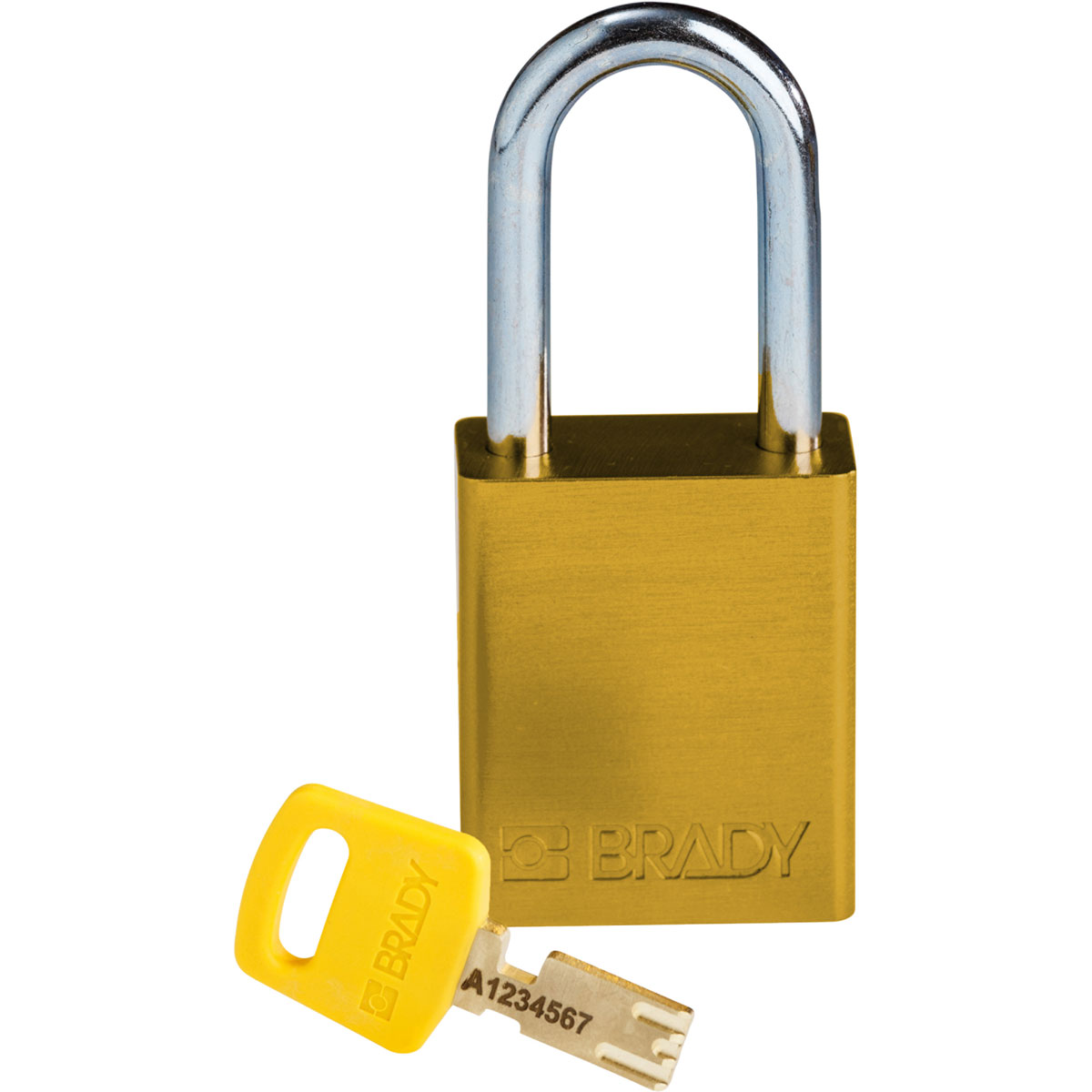 Standard SafeKey Anodized Aluminum Padlock 1 5 in Steel Shackle KD Yellow ALU YLW 38ST KD