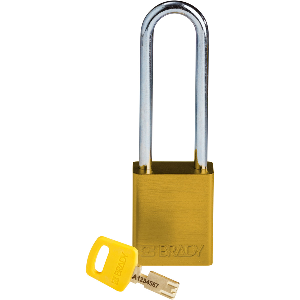 Standard SafeKey Lockout Anodized Aluminum Padlock 3 in Steel Shackle KD Yellow ALU YLW 76ST KD