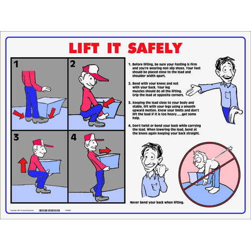 Prinzing Back Lift Safety Poster BLSP