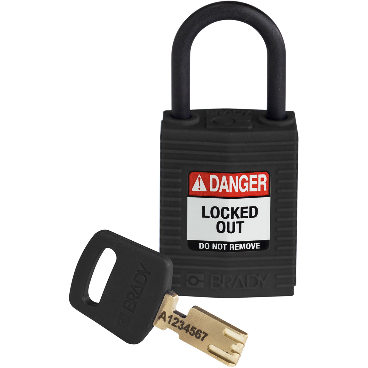 Compact SafeKey Lockout Nylon Padlock 1 in Plastic Shackle KD Black CPT BLK 25PL KD