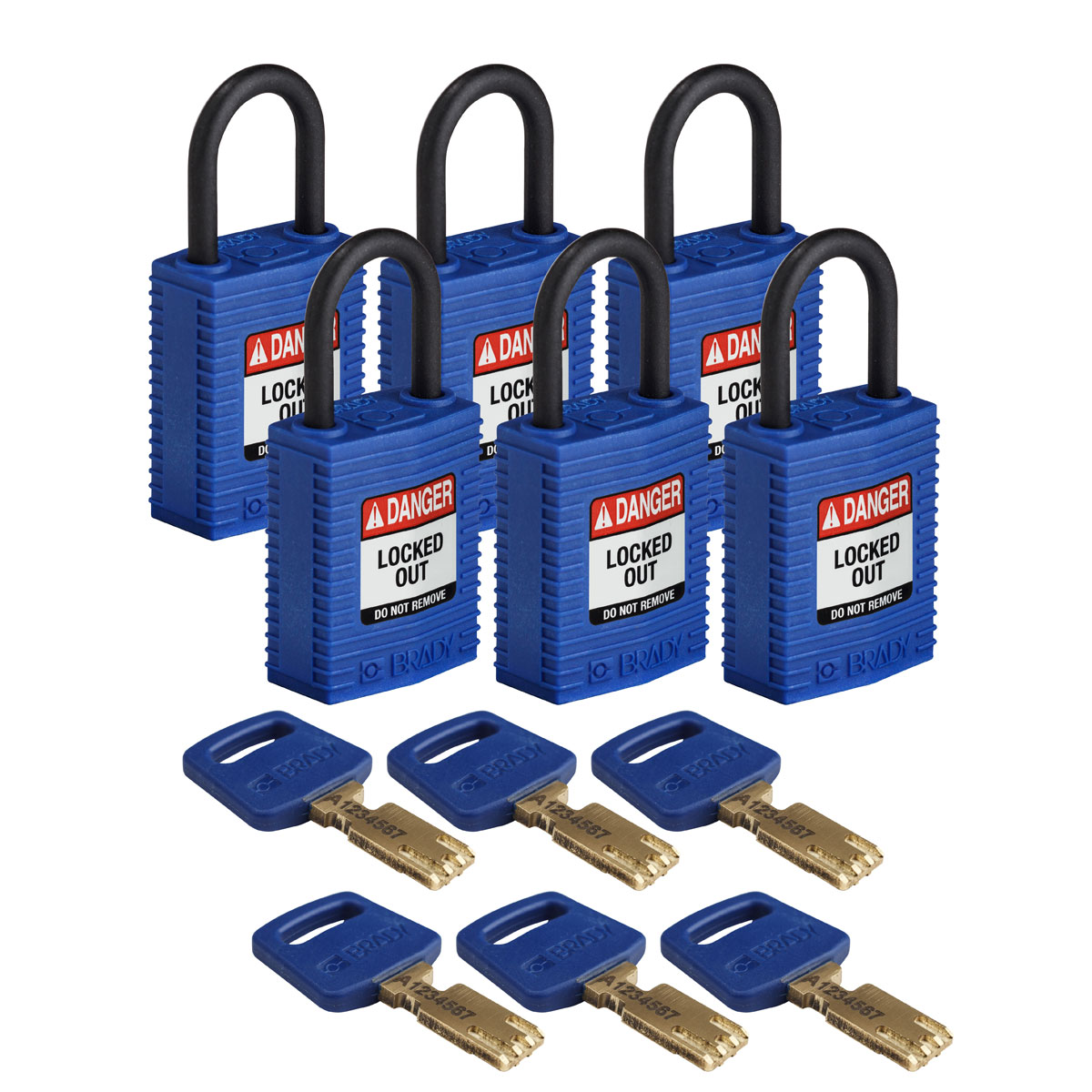 Compact SafeKey Key Retaining Nylon Padlock 1 in Plastic Shackle KA Blue 6PK CPT BLU 25PL KA6PK