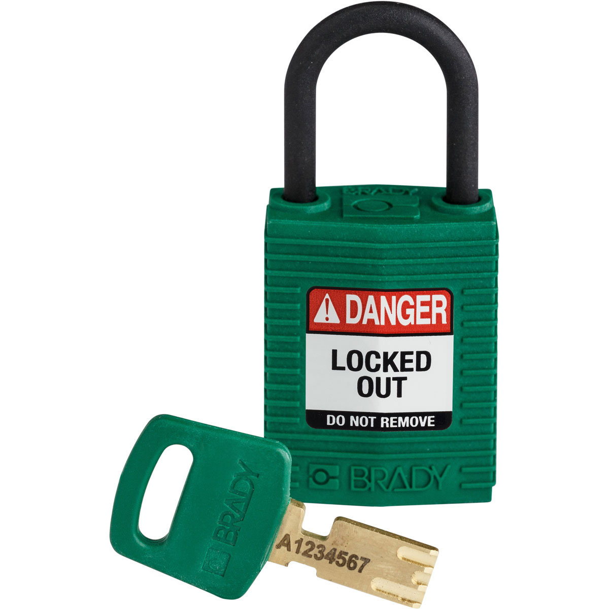 Compact SafeKey Lockout Nylon Padlock 1 in Plastic Shackle KD Green CPT GRN 25PL KD