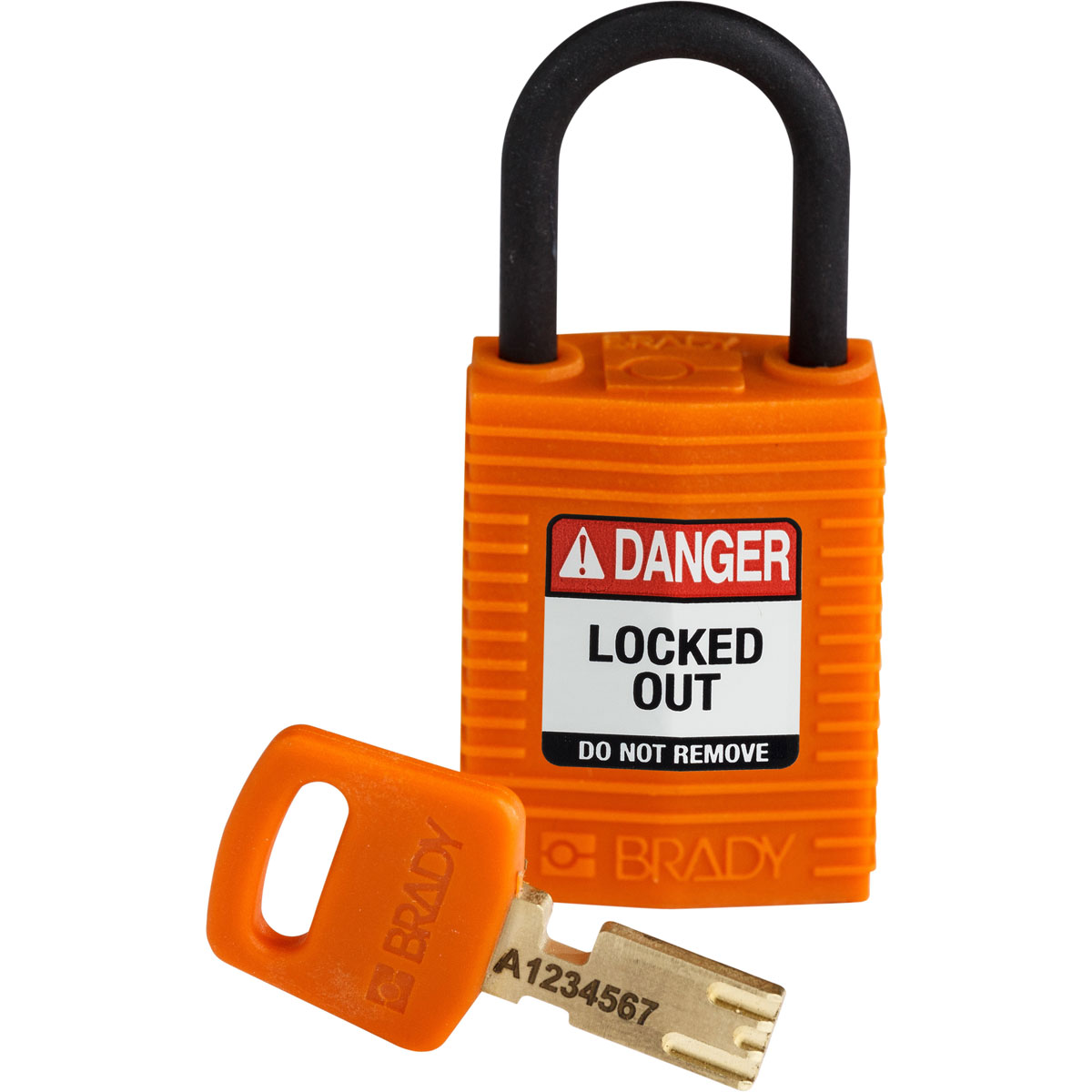 Compact SafeKey Lockout Nylon Padlock 1 in Plastic Shackle KD Orange CPT ORG 25PL KD