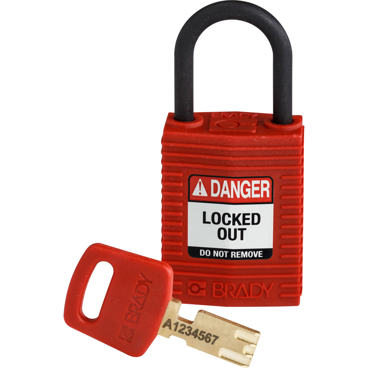 Compact SafeKey Lockout Nylon Padlock 1 in Plastic Shackle KD Red CPT RED 25PL KD