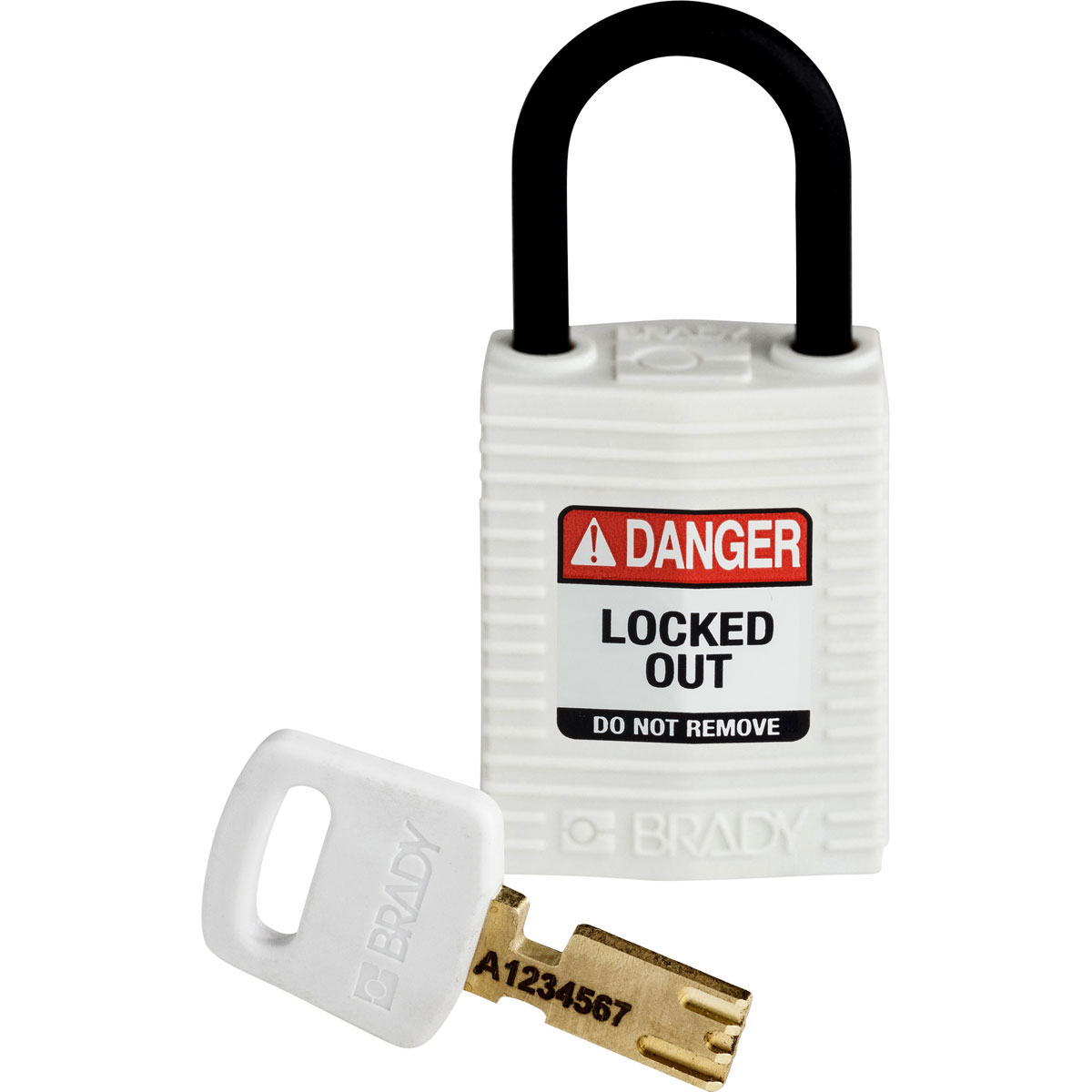 Compact SafeKey Lockout Nylon Padlock 1 in Plastic Shackle KD White CPT WHT 25PL KD