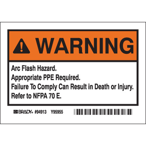 Arc Flash Warning Labels EL 1