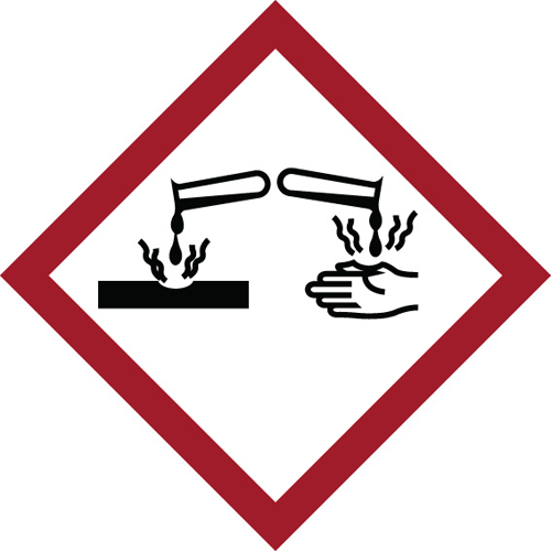 GHS Corrosive Labels  Vinyl  5 8    Priced per card of 39 labels 118839