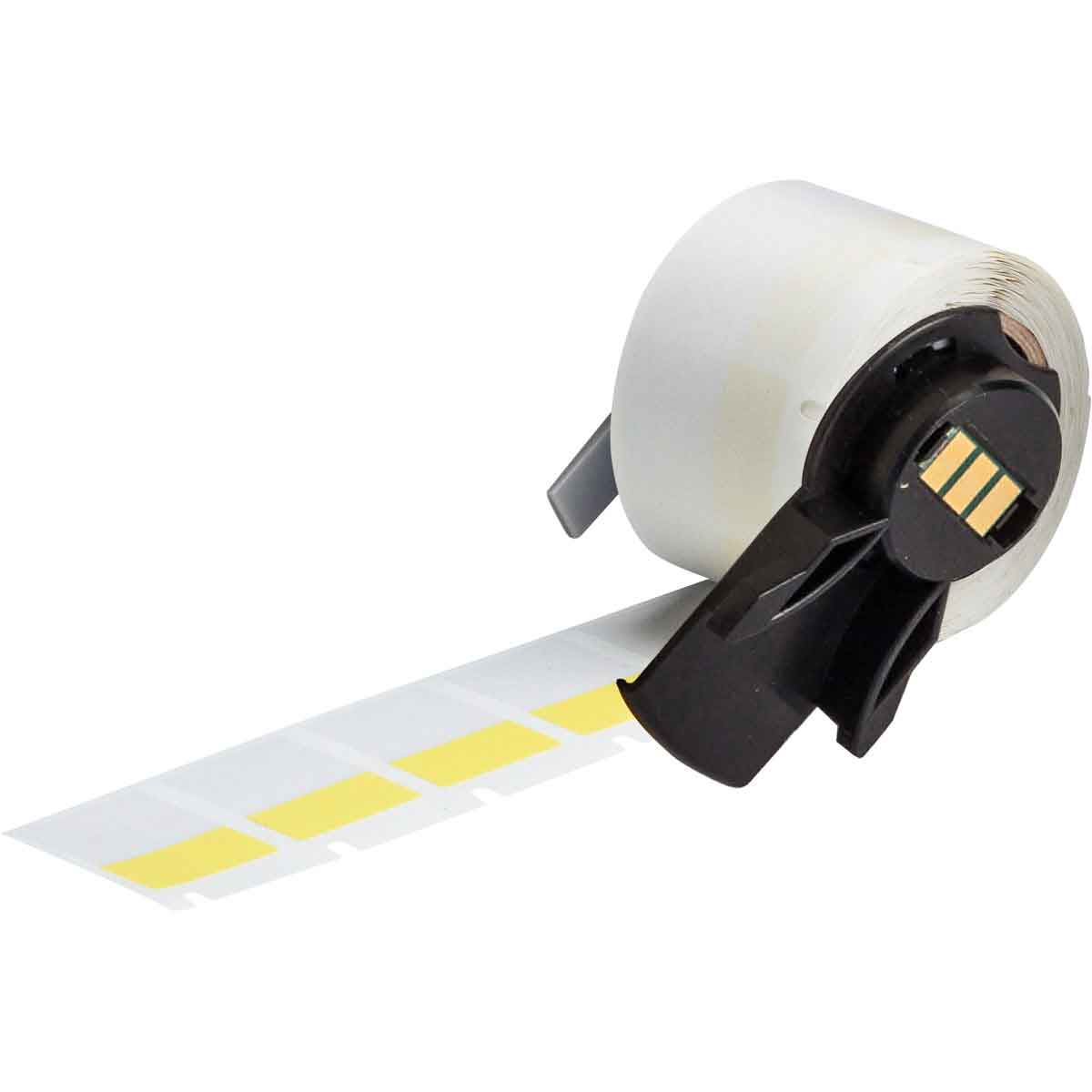 Self Laminating Vinyl Wrap Around Labels 1 in H x 0 75 in W Yellow  Clear RL 250 M6 18 427 YL