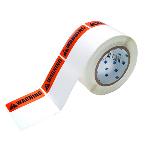 3x3 Pre Printed WARNING Polyester Labels  Priced per pack of 2 rolls   500 labels per roll THTEL 184 483 1 WA