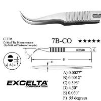 4 5  Curved Fine Tip Serrated Tweezer 7B CO