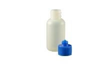1 oz  Bottle LDPE Boston Round Blue Cap Luer Lock JG1 0BC B