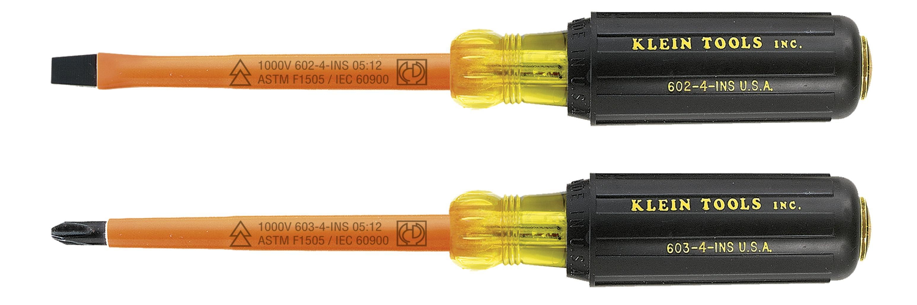 Klein Tools 33532-INS 2 Piece Set - 4'' Insulated Screwdrivers