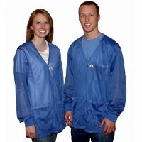 ESD V Neck Jacket  Snap Cuff  White MD JKV8823SPWH