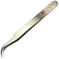 Curved Stainless Steel Tweezers Polished Finish  Very Fine Tips 7 SA CH